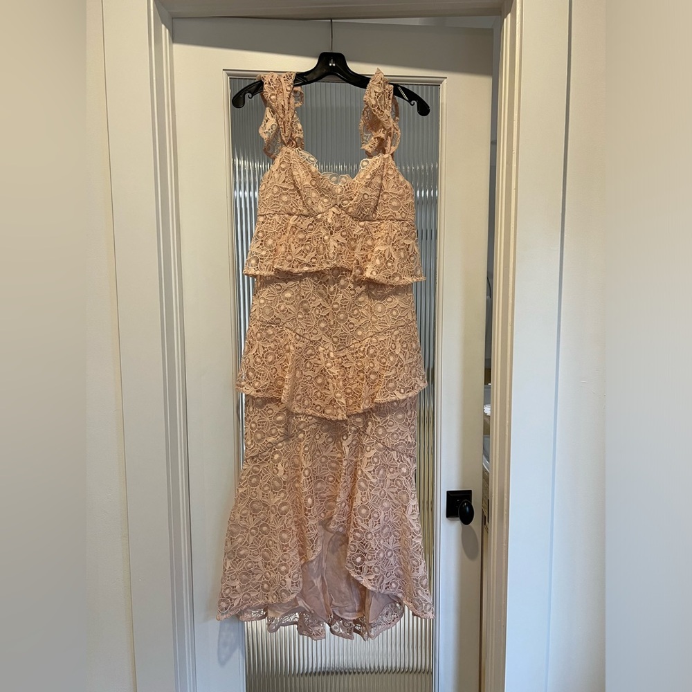 Amur off the shoulder embroidered midi gown